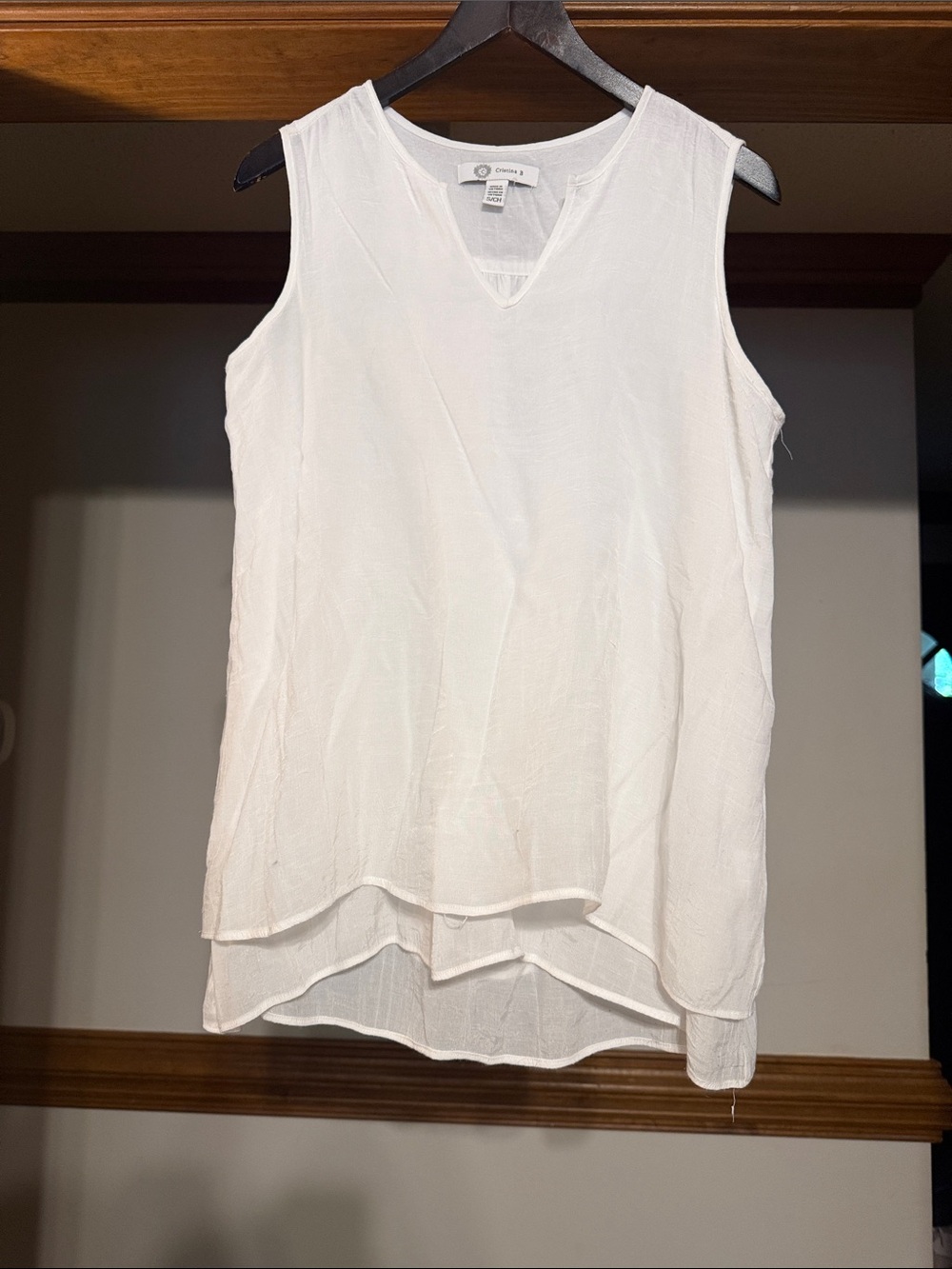 Sleeveless White Layered V-Neck Tank Top by Chicos